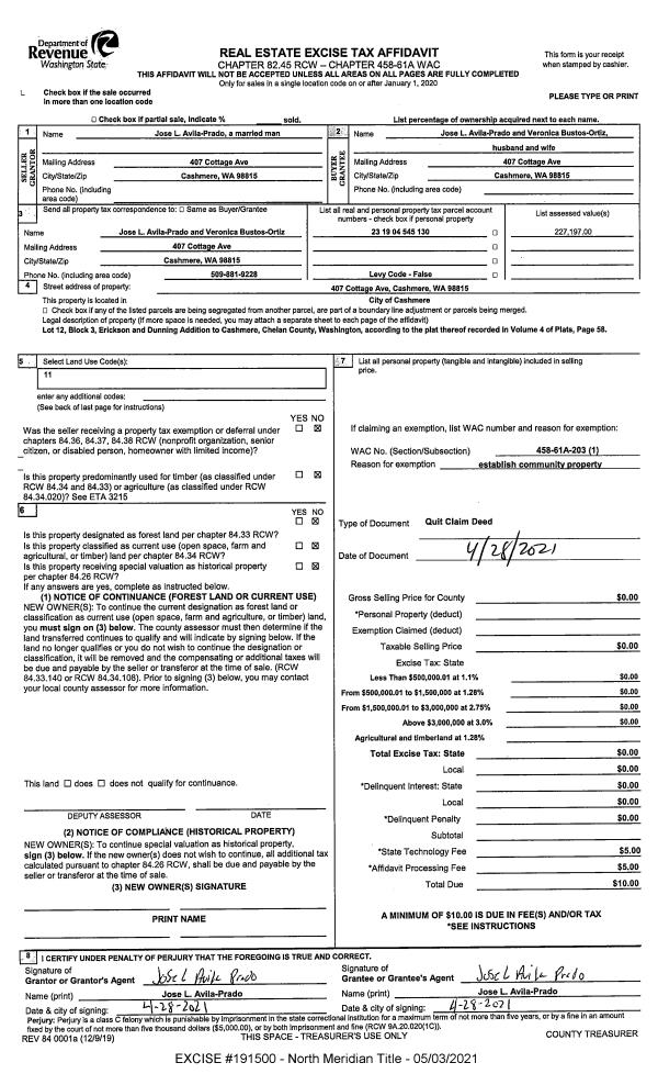 Chelan County Assessor Property Details 15 DICKINSON ROY B ETAL for