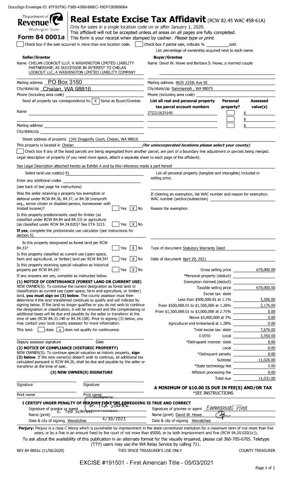 Chelan County Assessor Property Details 15 DICKINSON ROY B ETAL for